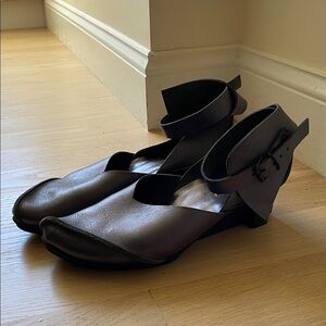 Trippen women’s grey leather wedges